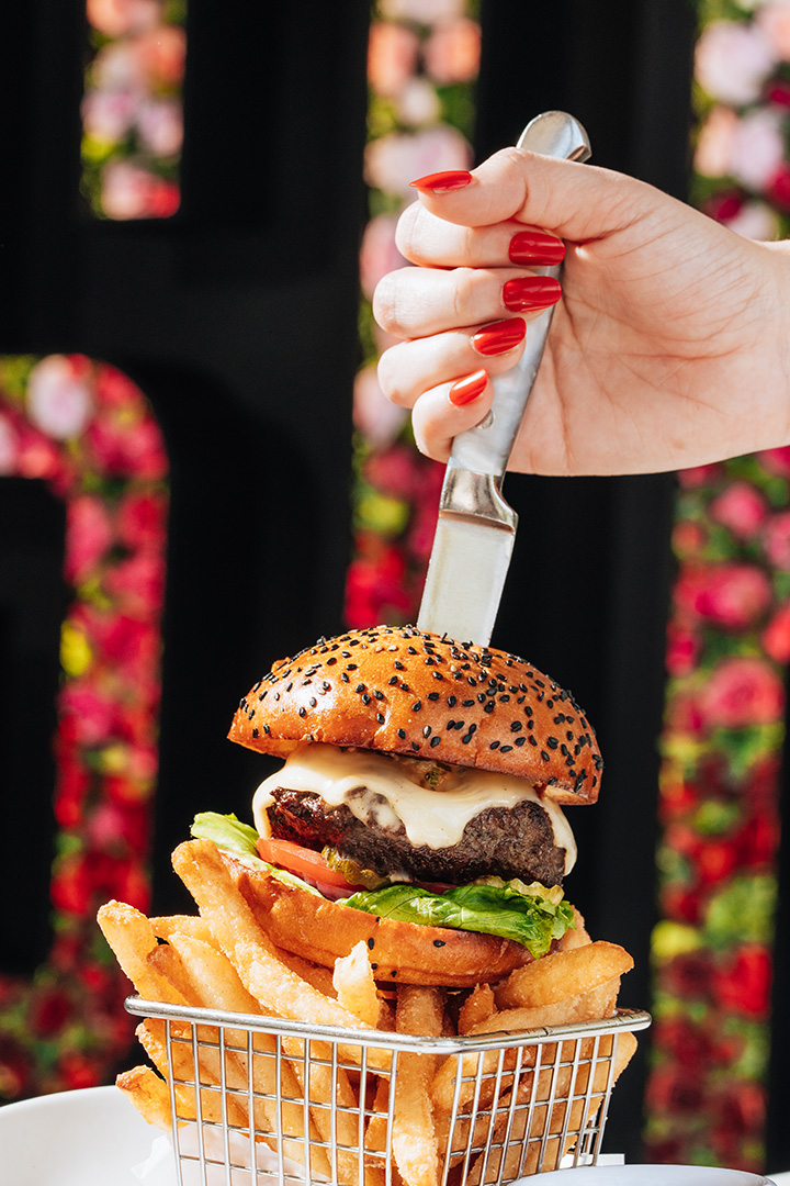 Wagyu cheeseburger with fries